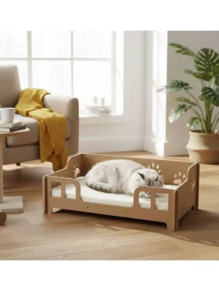 Katzenbett "Lyra" in Hellbraun/ Creme - (B)53 x (H)18 x (T)33 cm