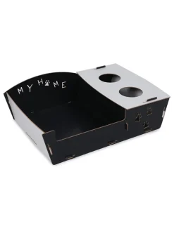 Katzenbett mit Futterstation in Schwarz - (B)40 x (H)15 x (T)60 cm