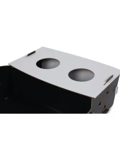 Katzenbett mit Futterstation in Schwarz - (B)40 x (H)15 x (T)60 cm