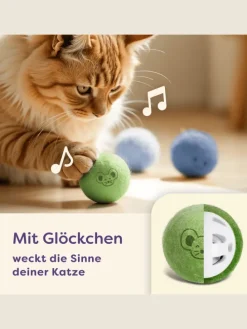 Katzenbälle mit Glöckchen – 4 Bälle Wolle