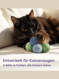 Katzenbälle mit Glöckchen – 4 Bälle Wolle