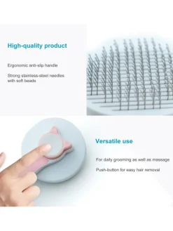 Katzenbürste Hundebürste Fellbürste selbstreinigend in Rosa Weiß