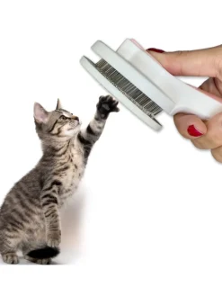 Katzenbürste Hundebürste Fellbürste selbstreinigend in Rosa Weiß