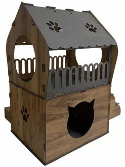 Katzenhaus in Braun - (B)65 x (H)68 x (T)51 cm