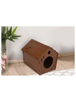 Katzenhaus in Dunkelbraun - (B)40 x (H)38 x (T)43 cm