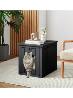 Katzenhaus Katzenklo Schrank in Schwarz