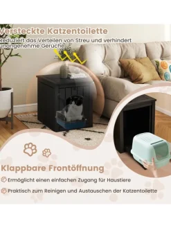 Katzenhaus Katzenklo Schrank in Schwarz