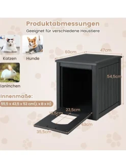 Katzenhaus Katzenklo Schrank in Schwarz