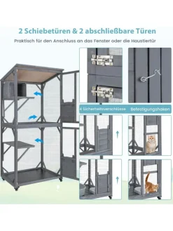 Katzenhaus Outdoor in Grau