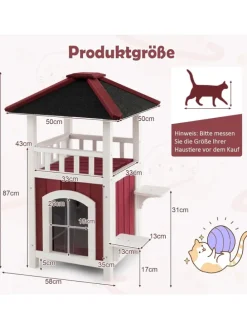 Katzenhaus Outdoor in Rot