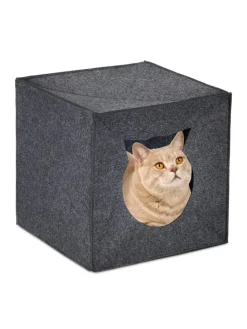 Katzenhöhle in Anthrazit - (B)33 x (H)33 x (T)33 cm