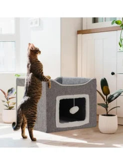 Katzenhöhle in Grau - (B)40 x (H)32 x (T)40 cm