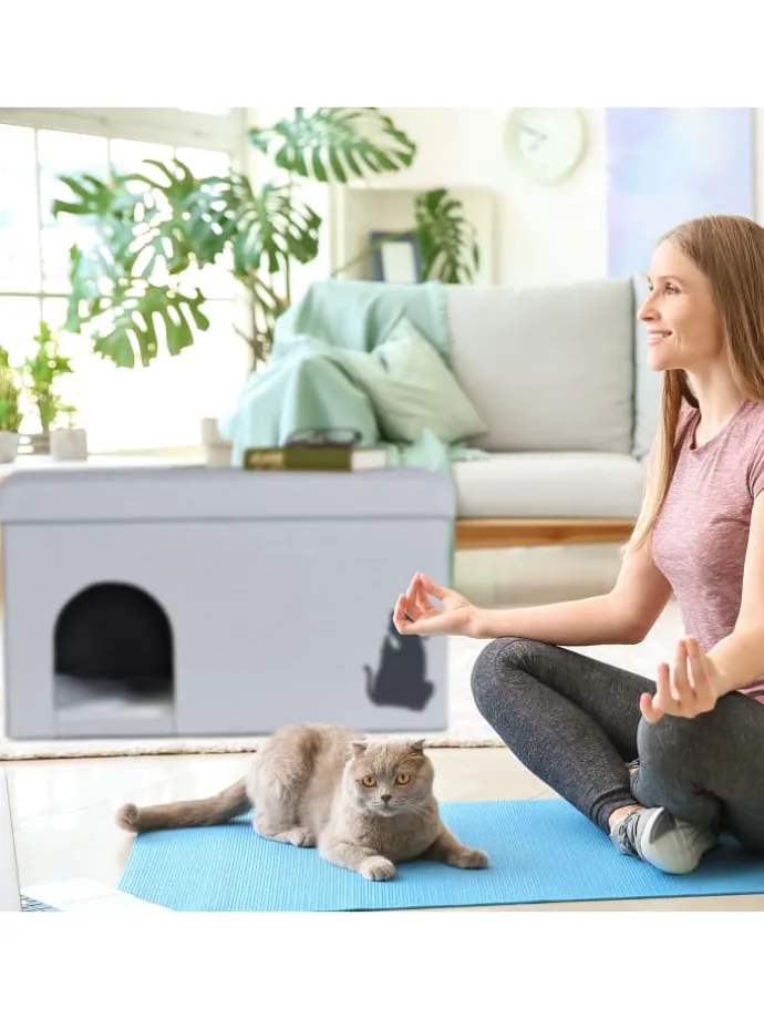 Katzenhöhle in Grau - (B)72 x (H)40,5 x (T)40,5 cm