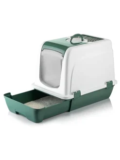 Katzenklo in Weiß/ Grün - (B)39,5 x (H)47 x (T)55 cm