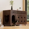 Katzenkloschrank mit abnehmbare Sandablassplatte in Nussbaumfarbe - 100×45×66cm