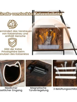 Katzenschrank mit Leiterregal in Braun