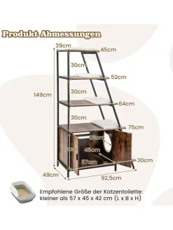Katzenschrank mit Leiterregal in Braun