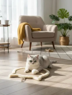 Katzen-Spielbrett in Hellbraun - Ø 34 cm