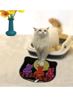 Katzenstreumatte in Schwarz/ Bunt - (L)50 x (B)40 cm