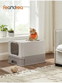 Katzentoilette in Hellgrau - (B)42,5 x (H)37,8 x (T)54,3 cm