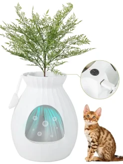 Katzentoilette mit elektronischer Geruchsentfernung in Weiß