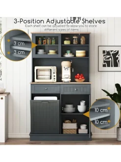 Küchenschrank für 45 L Mülleimer 100 x 34 x 172 cm in Grau