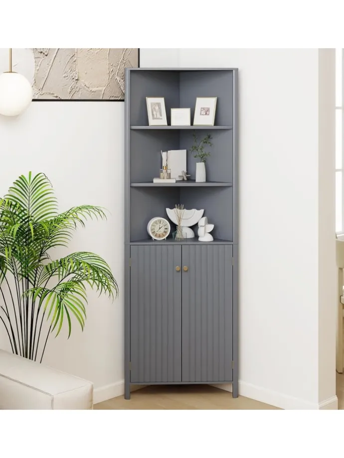 Küchenschrank schmal Eckschrank 172,5 cm hoch in Grau