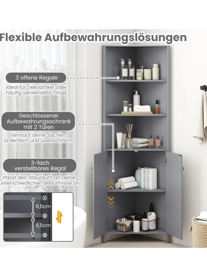 Küchenschrank schmal Eckschrank 172,5 cm hoch in Grau