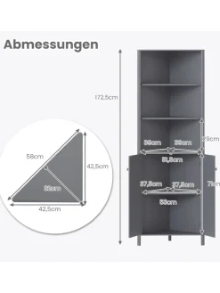 Küchenschrank schmal Eckschrank 172,5 cm hoch in Grau