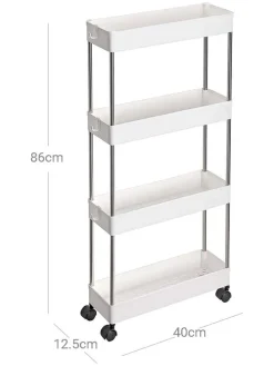 Küchenwagen in Weiß/ Schwarz - (B)40 x (H)86 x (T)12,5 cm