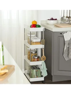 Küchenwagen in Weiß/ Silber - (B)40 x (H)88 x (T)22 cm