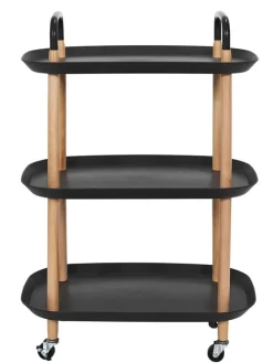 Küchenwagen ''Kaleo'' in Schwarz/ Hellbraun - (B)56 x (H)81 x (T)35,5 cm