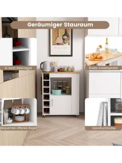 Küchenwagen mit Gewürzregalen Weinregal in Weiß