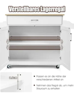 Küchenwagen mit Handtuchhalter in Weiß