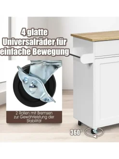 Küchenwagen mit Handtuchhalter in Weiß