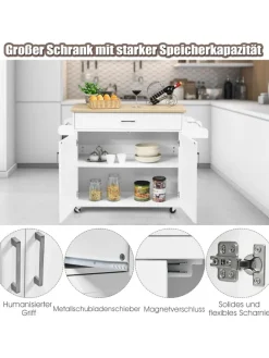 Küchenwagen mit Handtuchhalter in Weiß