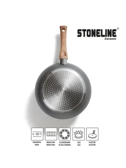 Keramik Kochgeschirr-Set 14-teilig | mit Deckeln in Holzoptik