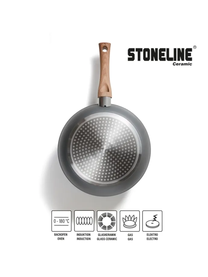 Keramik Kochgeschirr-Set 14-teilig | mit Deckeln in Holzoptik