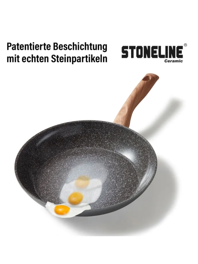 Keramik Kochgeschirr-Set 14-teilig | mit Deckeln in Holzoptik