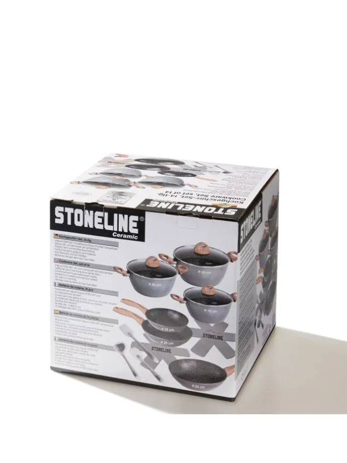 Keramik Kochgeschirr-Set 14-teilig | mit Deckeln in Holzoptik