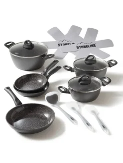 Keramik Kochgeschirr-Set 14-teilig | mit Deckeln in Anthrazit