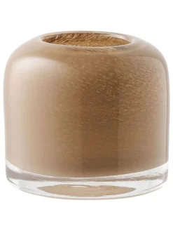 Kerzenhalter in Hellbraun - (H)7,5 x Ø 8 cm