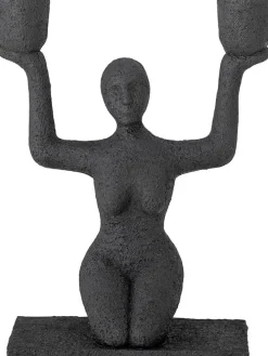 Kerzenhalter ''Lucie'' in Schwarz - (B)18 x (H)23 cm