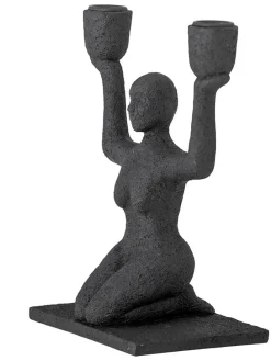 Kerzenhalter ''Lucie'' in Schwarz - (B)18 x (H)23 cm