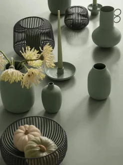 Kerzenhalter ''Vela'' in Grün - (H)4 x Ø 9 cm