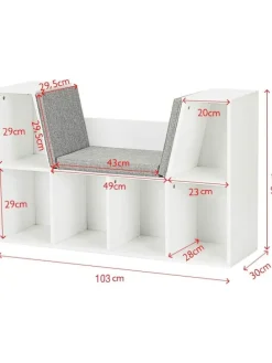 Kinder Bücherregal 103x30x63cm in Weiß
