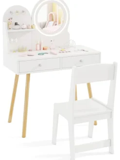 Kinder Schminktisch Set mit Beleuchtung ab 3 Jahren in Weiß