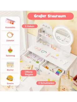 Kinder Schminktisch Set mit Beleuchtung ab 3 Jahren in Weiß