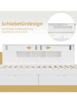 Kinderbett in Weiß mit Schubladen Regal und Bettkasten 90x200 cm ohne Matratze