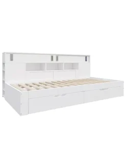 Kinderbett in Weiß mit Schubladen Regal und Bettkasten 90x200 cm ohne Matratze